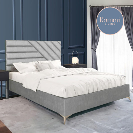 Modern Luxe Upholstered Bed Frame - Silver Gray