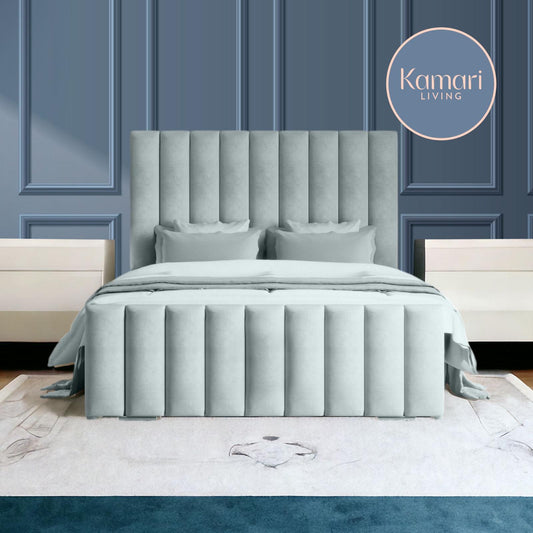 Azure Serenity Upholstered Bed - Pastel Blue